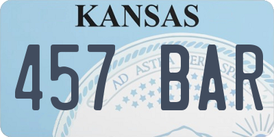 KS license plate 457BAR