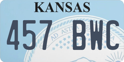 KS license plate 457BWC