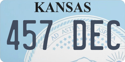 KS license plate 457DEC