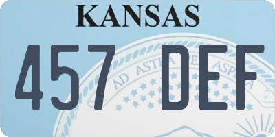 KS license plate 457DEF