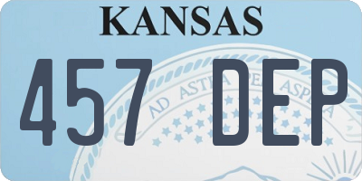 KS license plate 457DEP