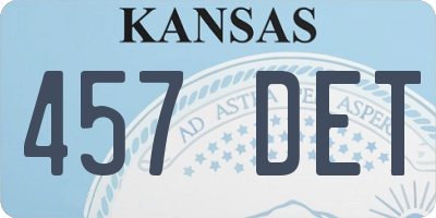 KS license plate 457DET