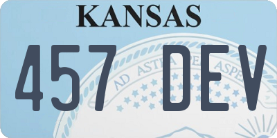 KS license plate 457DEV