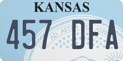 KS license plate 457DFA