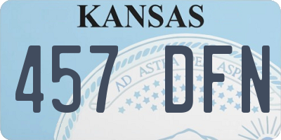 KS license plate 457DFN