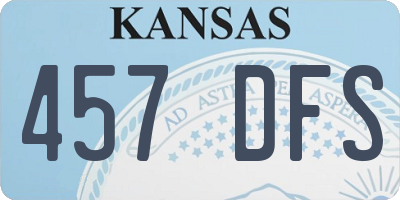 KS license plate 457DFS