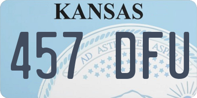 KS license plate 457DFU