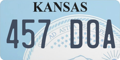 KS license plate 457DOA