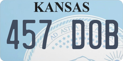 KS license plate 457DOB