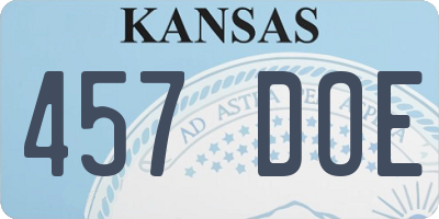 KS license plate 457DOE