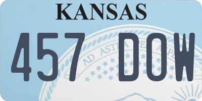 KS license plate 457DOW