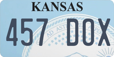 KS license plate 457DOX