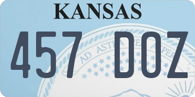 KS license plate 457DOZ