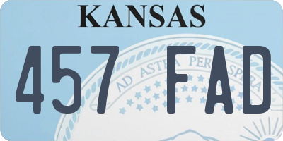 KS license plate 457FAD