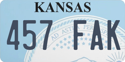 KS license plate 457FAK