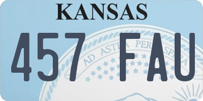 KS license plate 457FAU