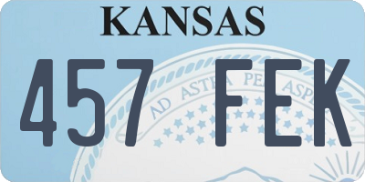 KS license plate 457FEK