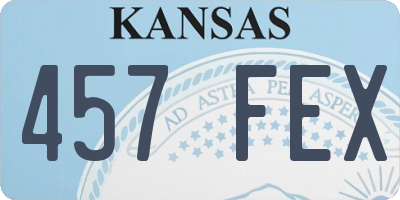 KS license plate 457FEX
