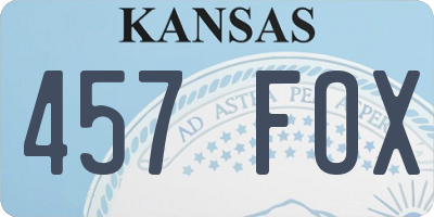 KS license plate 457FOX