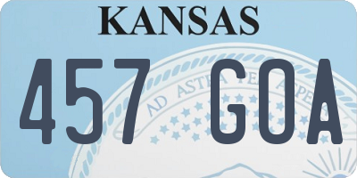 KS license plate 457GOA