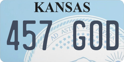KS license plate 457GOD