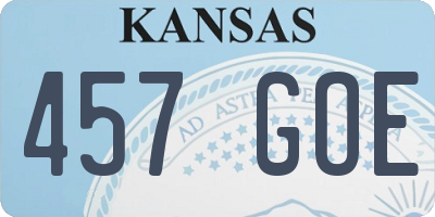 KS license plate 457GOE