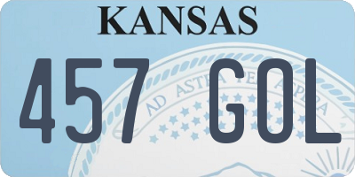 KS license plate 457GOL