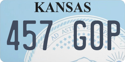 KS license plate 457GOP