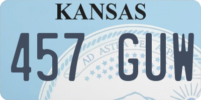 KS license plate 457GUW