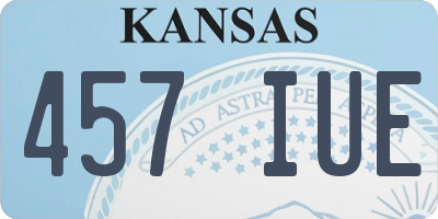 KS license plate 457IUE