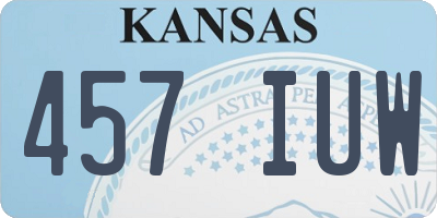 KS license plate 457IUW