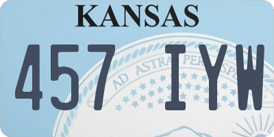 KS license plate 457IYW