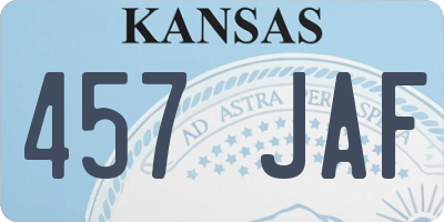 KS license plate 457JAF