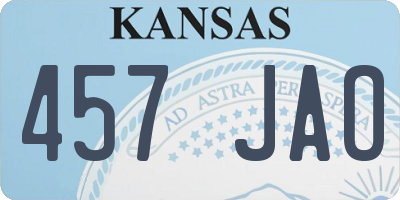 KS license plate 457JAO