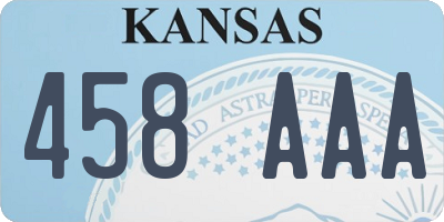 KS license plate 458AAA