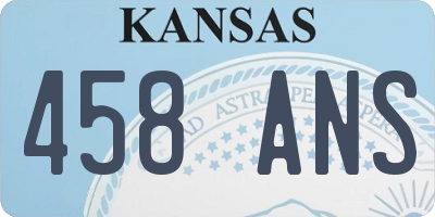 KS license plate 458ANS