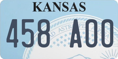 KS license plate 458AOO