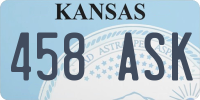 KS license plate 458ASK