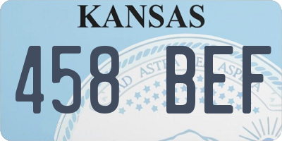 KS license plate 458BEF