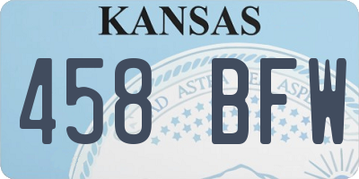 KS license plate 458BFW