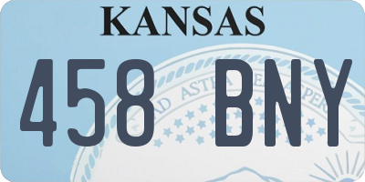 KS license plate 458BNY