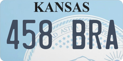 KS license plate 458BRA