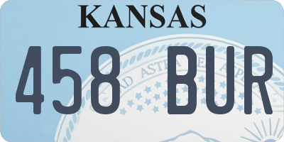KS license plate 458BUR
