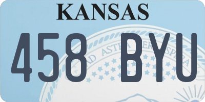 KS license plate 458BYU