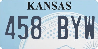KS license plate 458BYW