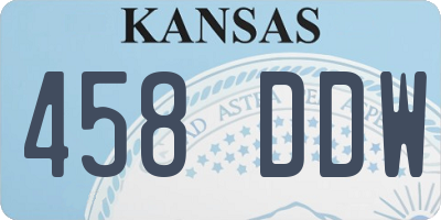 KS license plate 458DDW