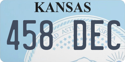 KS license plate 458DEC