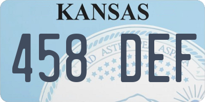 KS license plate 458DEF