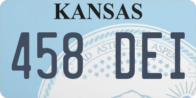 KS license plate 458DEI