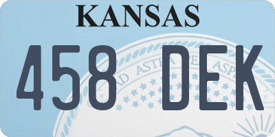 KS license plate 458DEK